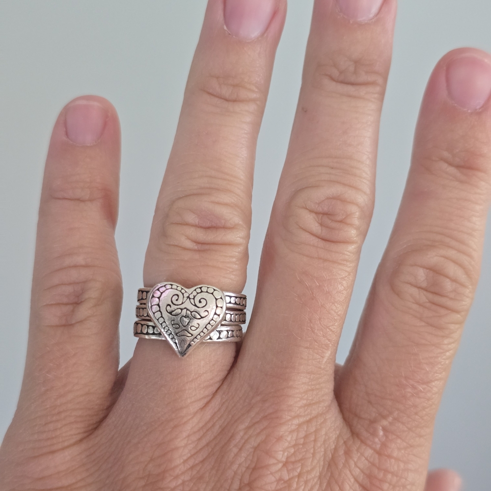 Silver Heart Ring Set - Picture 2 of 4